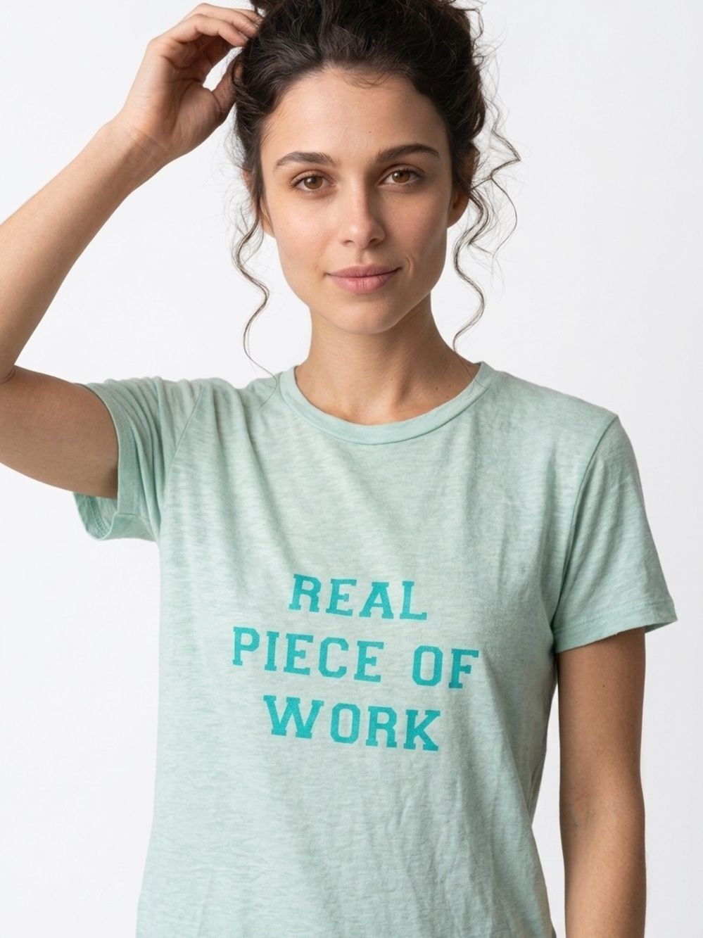 MARY SQUARE | Real Piece of Work Mint Green Graphic T-Shirt Women’s Size Small